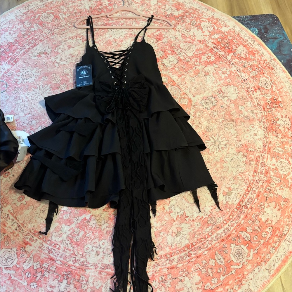 Halloween Goth Ruffled Mini Dress